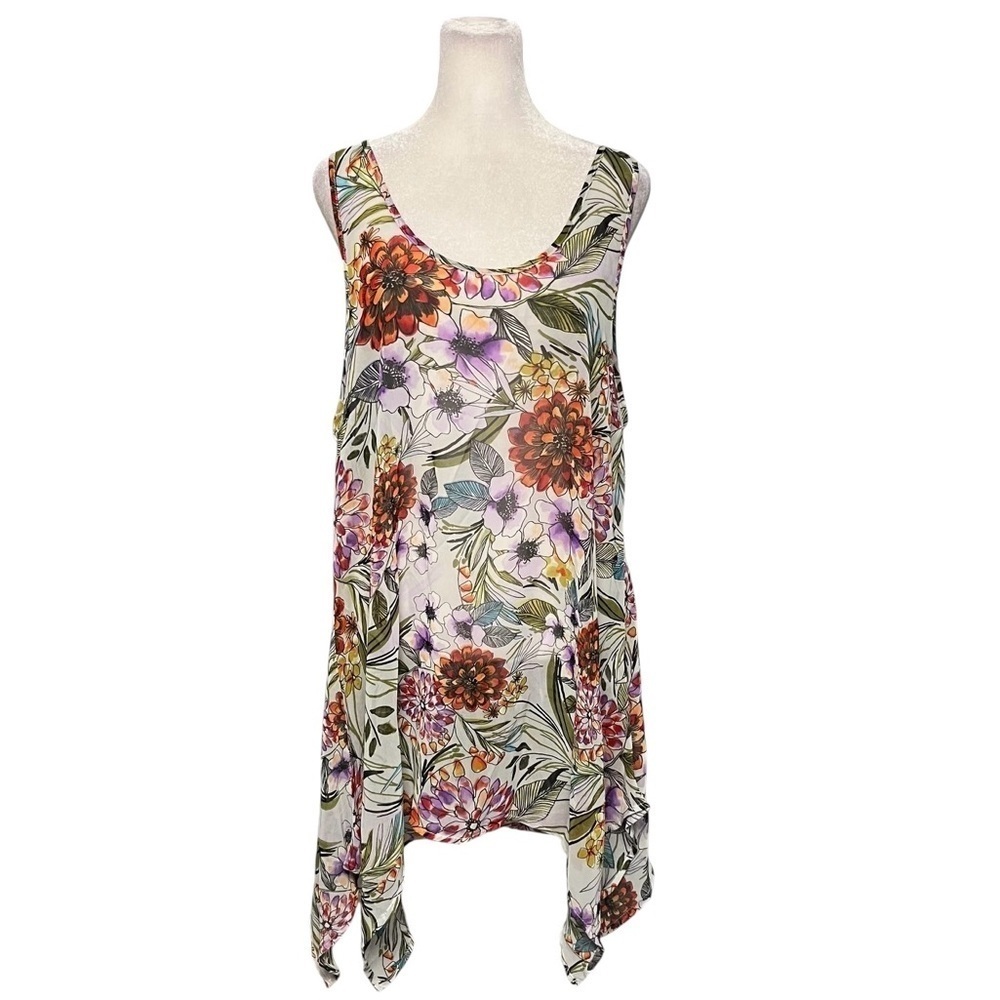 Francesca’s Asymmetrical Sheer Floral Cover Up Size M / L